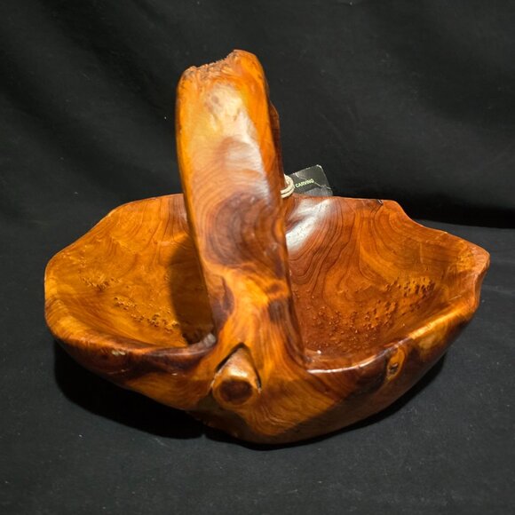 NWT - Chinese Fir Tree Root Carved Handled Bowl 10 5/8" x 9 1/4" x 8" H - Picture 2 of 6